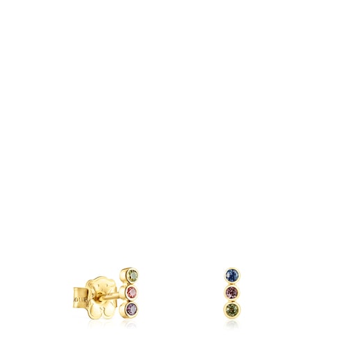 Gold Straight Color Earrings with Gemstones