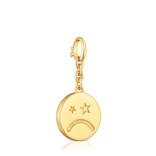 Smile Pendant with 18kt gold plating over silver, mother-of-pearl and 15 mm gemstones Medallions