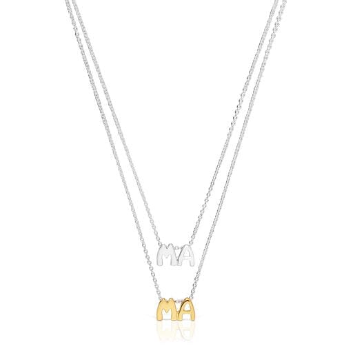 عِقد مزدوج بدرجتَي لون مُرصّع بحليات من تشكيلة TOUS Mama