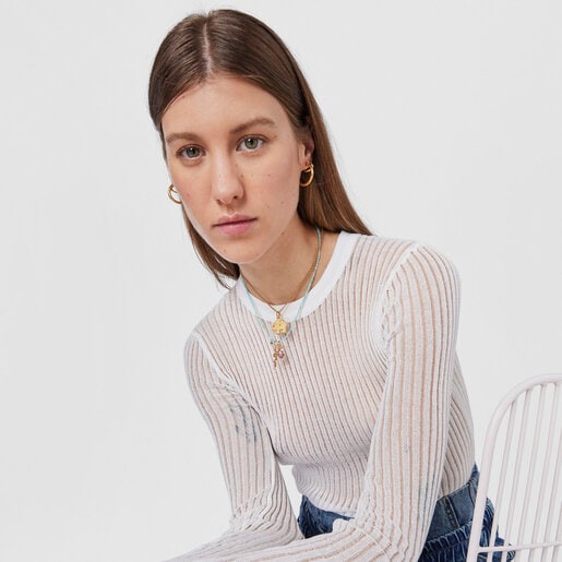 ペンダント  Fragile Nature  ロードナイト  　イエローゴールドコーティング　　