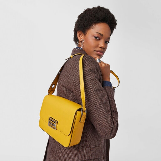 Mustard colored leather TOUS Legacy Crossbody bag