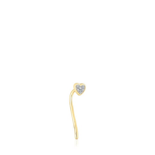 Gold San Valentín 1/2 Earring with diamonds and a heart motif