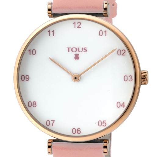 Pink IP Steel Camille Watch with pink Leather strap