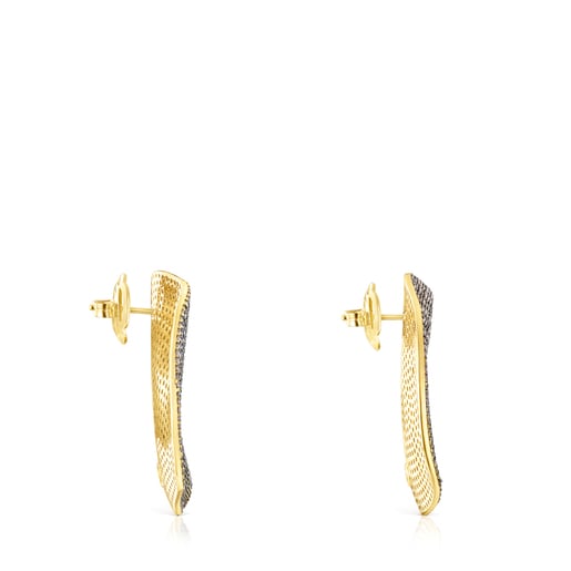 Large Gold ATELIER Nenufar Earrings with yellow Diamonds