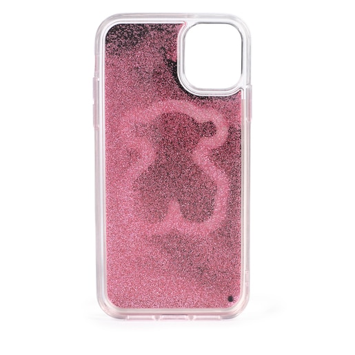 Rosa Handyhülle Delrey Glitter Mirror Bear für XI