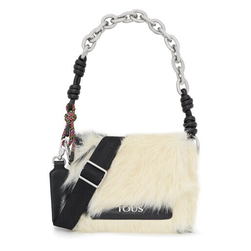 Small black and white TOUS Empire Fur Crossbody bag TOUS
