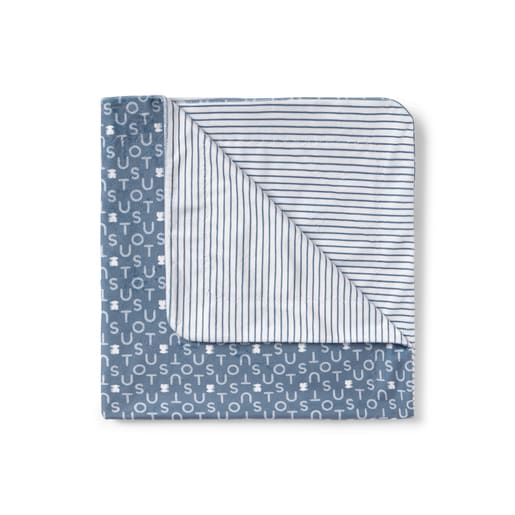 Short-pile fleece baby blanket in Soft navy blue