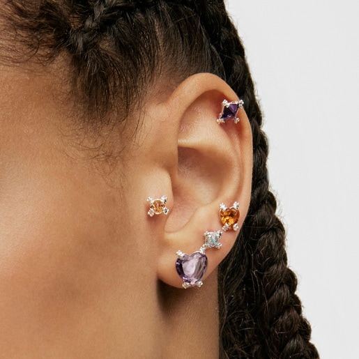 Pack de dos aretes de plata y gemas Color Pills