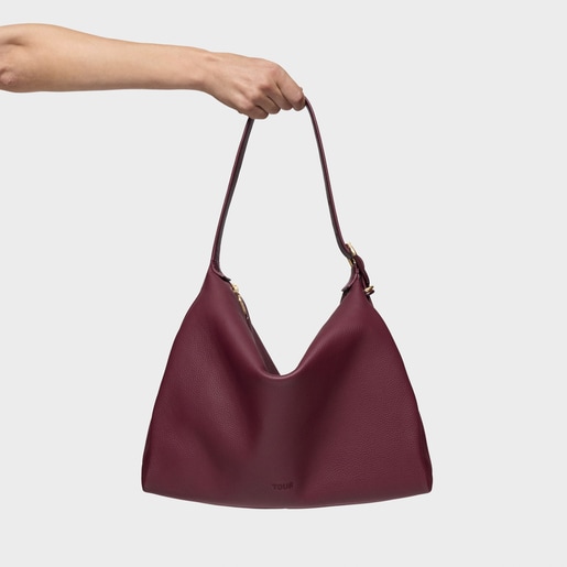 Burgundy leather Shoulder bag TOUS Fold