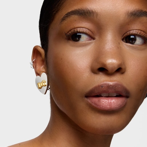 Aros corazón motivo lazo bicolor TOUS Ribbon