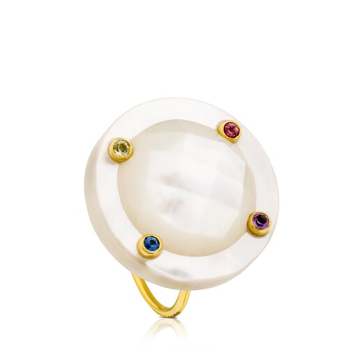 Ciel Ring in Gold with Gems and Mother-of-Pearl