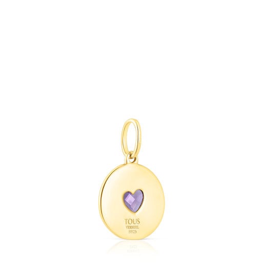 TOUS Silver vermeil Medallion pendant with amethyst heart Aelita | Plaza  Las Americas