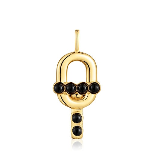 Pendant with 18kt gold plating over silver and onyx TOUS MANIFESTO