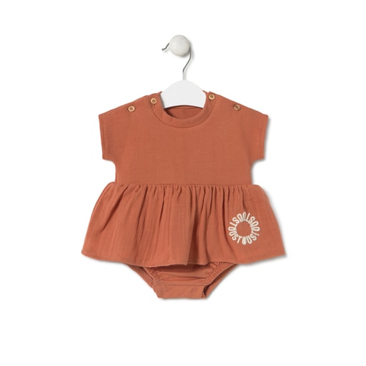 Baby bodysuit with skirt in Classic brick red