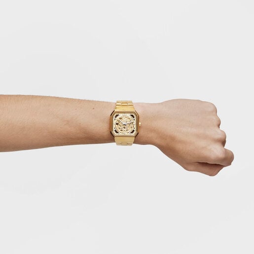 D-Bear Analogue watch with gold colored IP steel strap