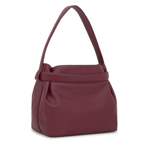 バーガンディーカラーのミディアム・レザーショルダーバッグ TOUS Hold