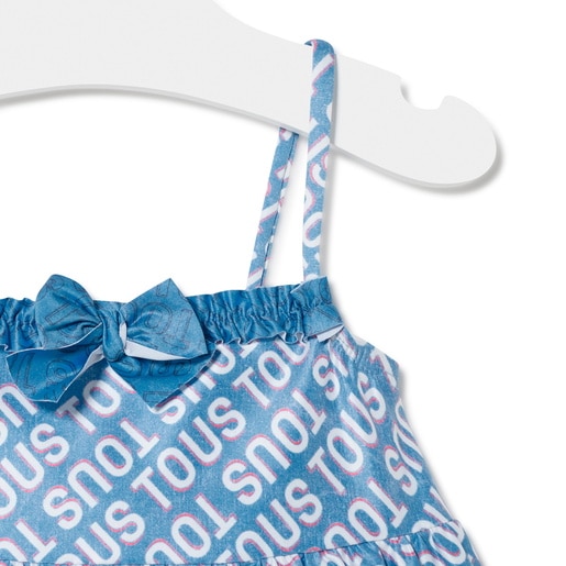 Vestido de tirantes de niña Logo azul