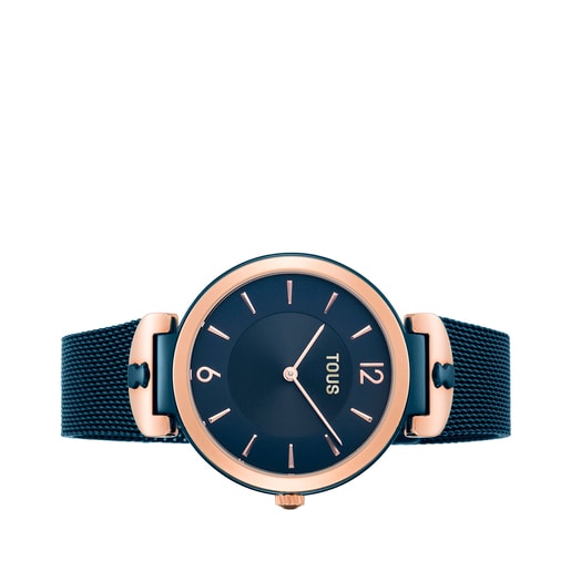 Two-tone rose and blue steel/IP S-Mesh Watch | TOUS