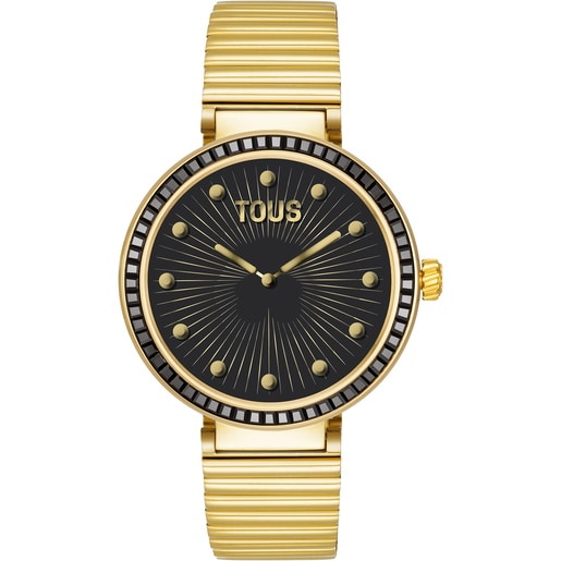 Smartwatch with gold-colored steel bracelet and black zirconias TOUS S-CONNECT