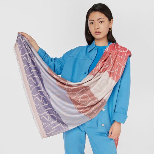 Розовый и синий платок Spinel Jacquard