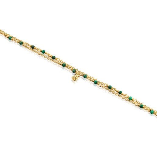 Bracciale in argento vermeil e malachite Bold Bear