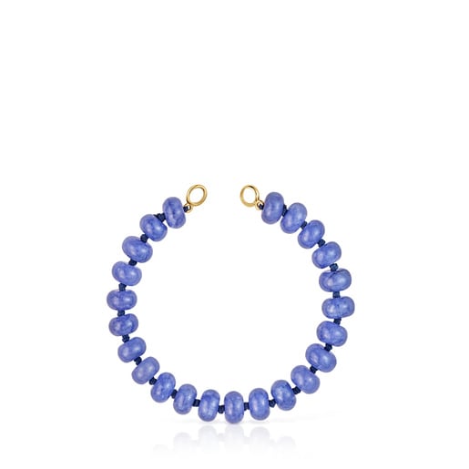 Bracciale a catena in argento placcato oro 18 kt e quarzite blu Hold Oval