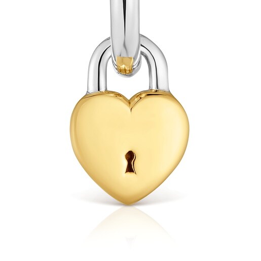 Pendientes de aro bicolor corazón candado TOUS Unlock