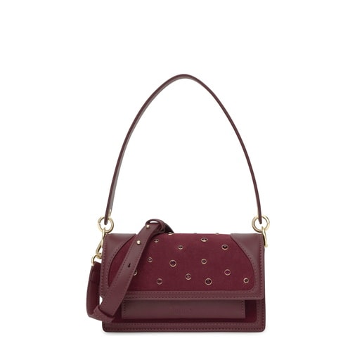 Small burgundy-colored Crossbody bag TOUS Audree Strass