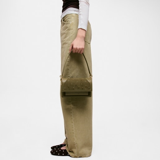Small olive green Crossbody bag TOUS Audree Strass
