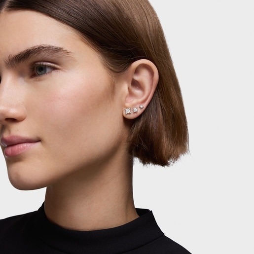 עגילים מפלטינה בשילוב יהלומי מעבדה 0.74 קראט TOUS Shine LGD