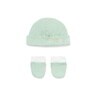Baby hat and mittens set in plain mist