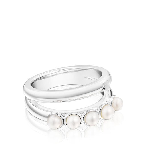 Doppel-Ring TOUS Fellow aus Silber mit Perlen