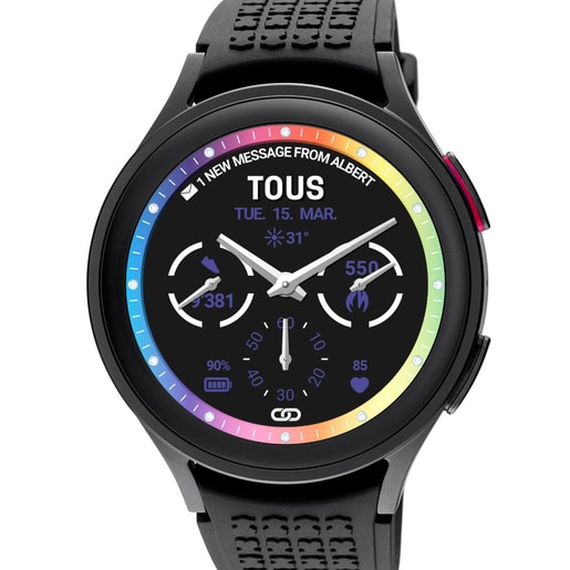 Samsung Galaxy Watch 5 Pro X TOUS smartwatch w kolorze szarego tytanu z czarnym silikonowym paskiem