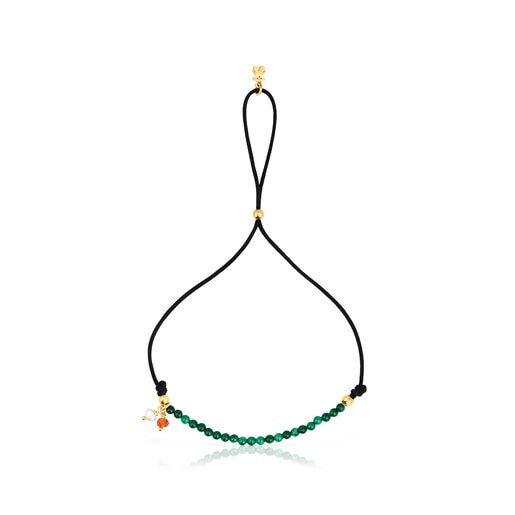 Pulseira Camille em nylon preto com malaquites