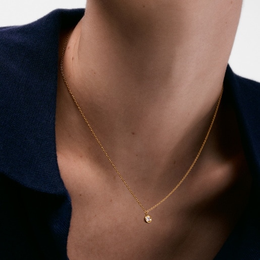 Collar corto con baño de oro 18 kt sobre plata y diamante creado en laboratorio Line LGD