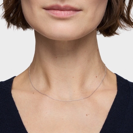שרשרת חוליות קצרה TOUS Basics מזהב לבן 14 קראט