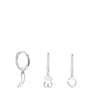 Silver TOUS Good Vibes Hooped earring Set