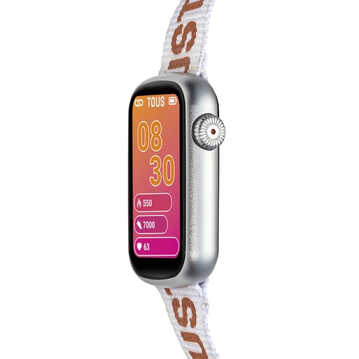 Smartwatch T-Band mit zwei Armbändern aus Nylon und Silikon in Rosa