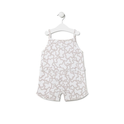 Girls short terry playsuit in Kaos beige