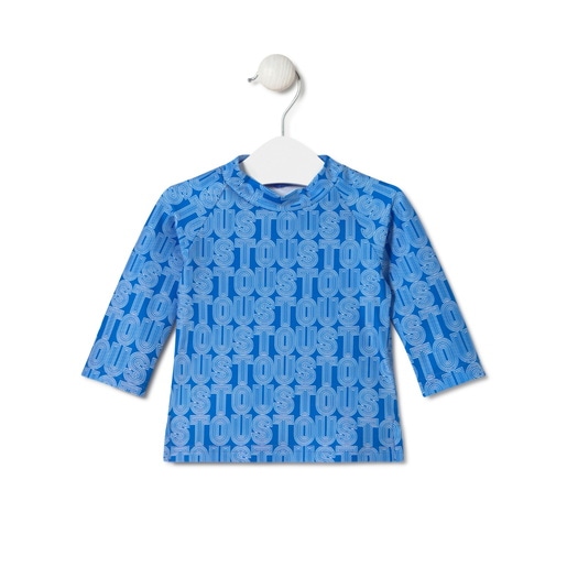 Long-sleeved beach t-shirt in Line blue