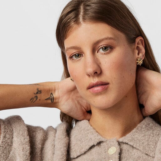 עגילי שמש Magic Nature מוורמיל כסף עם אבני חן