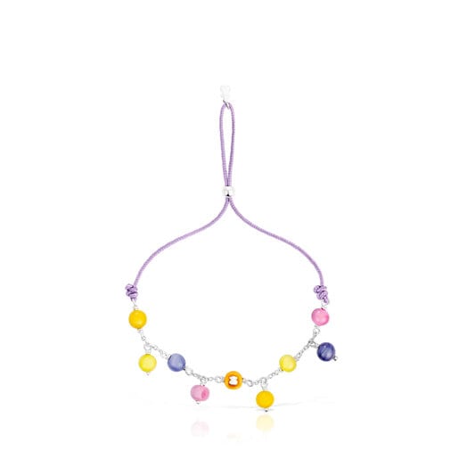 Bracelet Icon Glass en argent, verre de Murano et nylon lilas