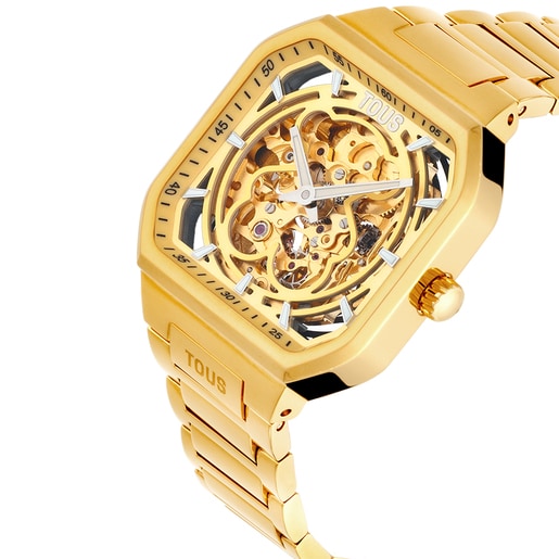 Analog Watch with gold-colored IPG steel bracelet D-Bear Now