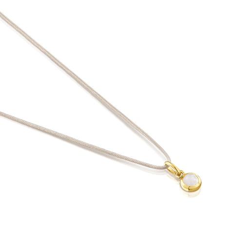 Collier Magic Nature avec pierre de lune et cordon beige