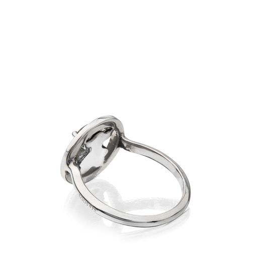 Ring Camille aus Silber mit Labradoriten und Diamanten.