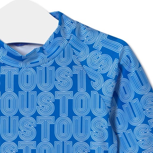 Long-sleeved beach t-shirt in Line blue