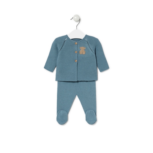 Tricot baby outfit in sky blue