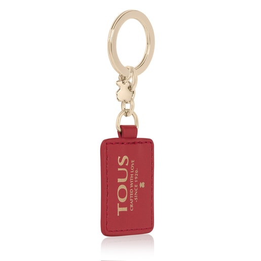 Red Tous Square Plate Keychain