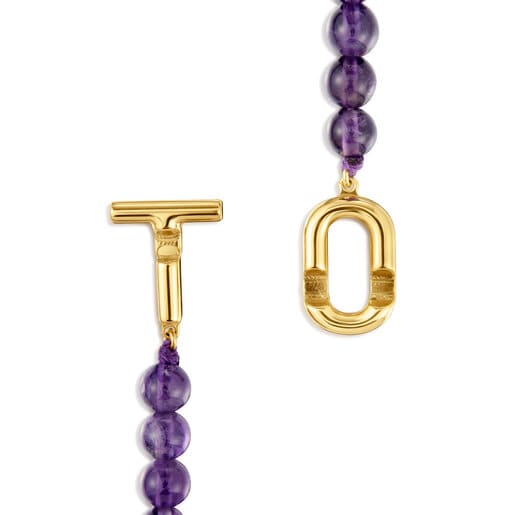 TOUS MANIFESTO Necklace with 18kt gold plating over silver with amethyst