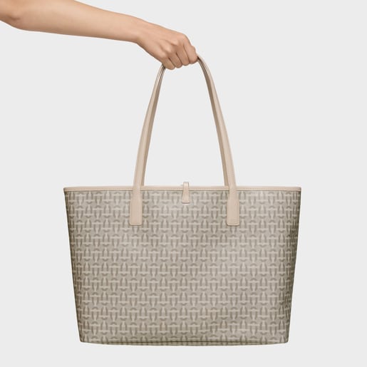 حقيبة أحمال خفيفة كبيرة الحجم بوجهين مزدوجة الاستخدام باللون الرملي من تشكيلة TOUS Manifesto